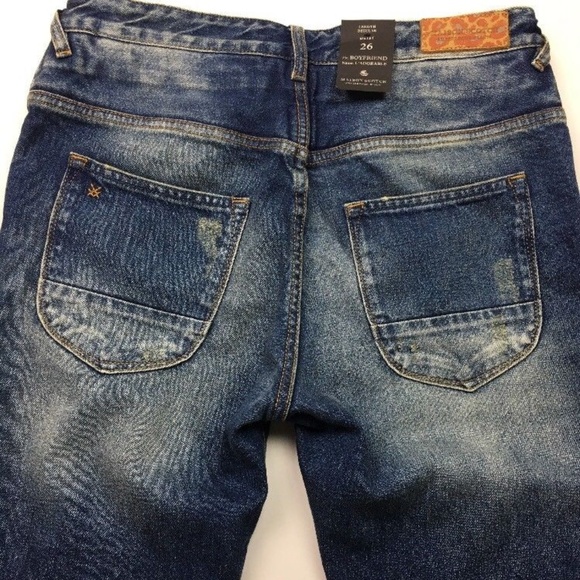 Indigo Distressed Boyfriend Fit Jeans - Picture 4 of 8